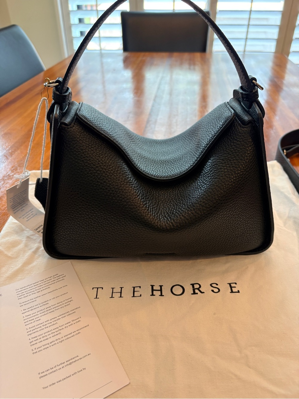 The Horse Clementine Handbag Shoulder Bag Black Pebbled Leather Silver Hardware - Picture 6 of 16